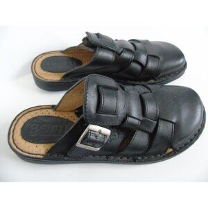 Vintage Born Hand Crafted Footwear Women's Shoe Black Leather Woven Silve Buckle